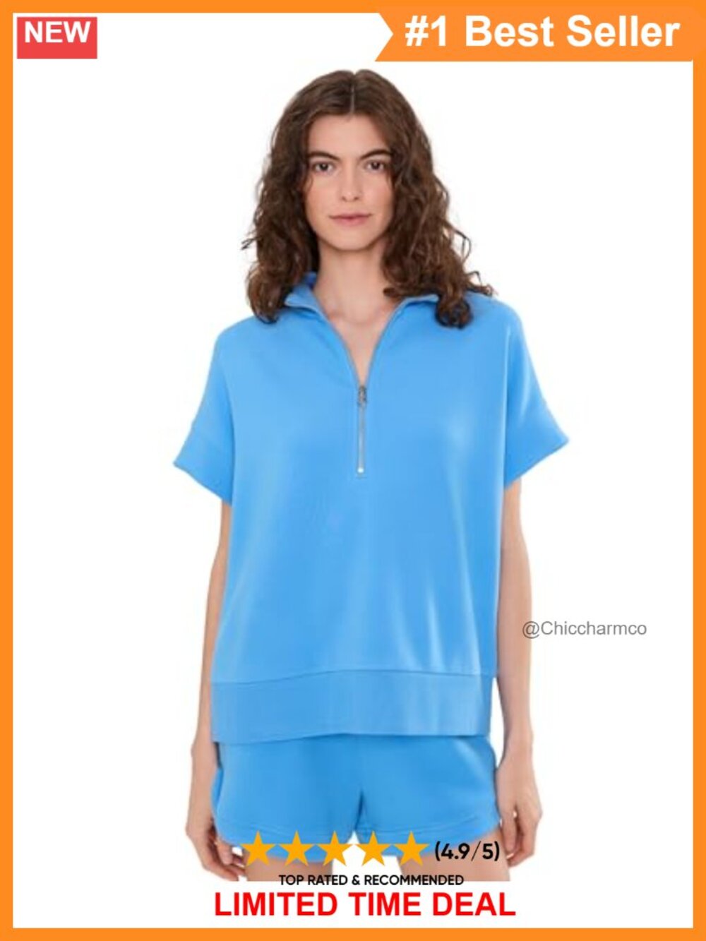 Varley Ritchie Short Sleeve Sweatshirt Mid-Weight Super-Stretch Jersey Collared